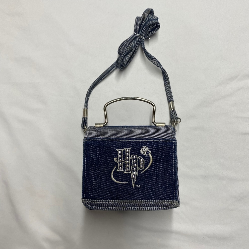 Vintage 2001 Harry Potter Jaclyn Denim Mini Crossbody Bag Studded Logo Blue